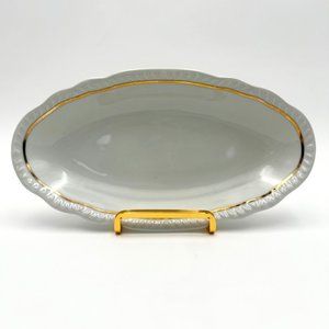 VTG Limoges France White Porcelain Oval Dish With Gold Trim, Elegant Table Decor